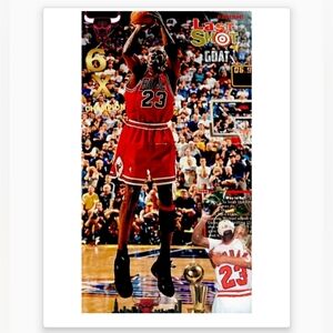 MICHAEL JORDAN BULLS RETRO 8.5x11 ULTRA PREMIUM GLOSSY ORIGINAL ART 1998 POSTER!